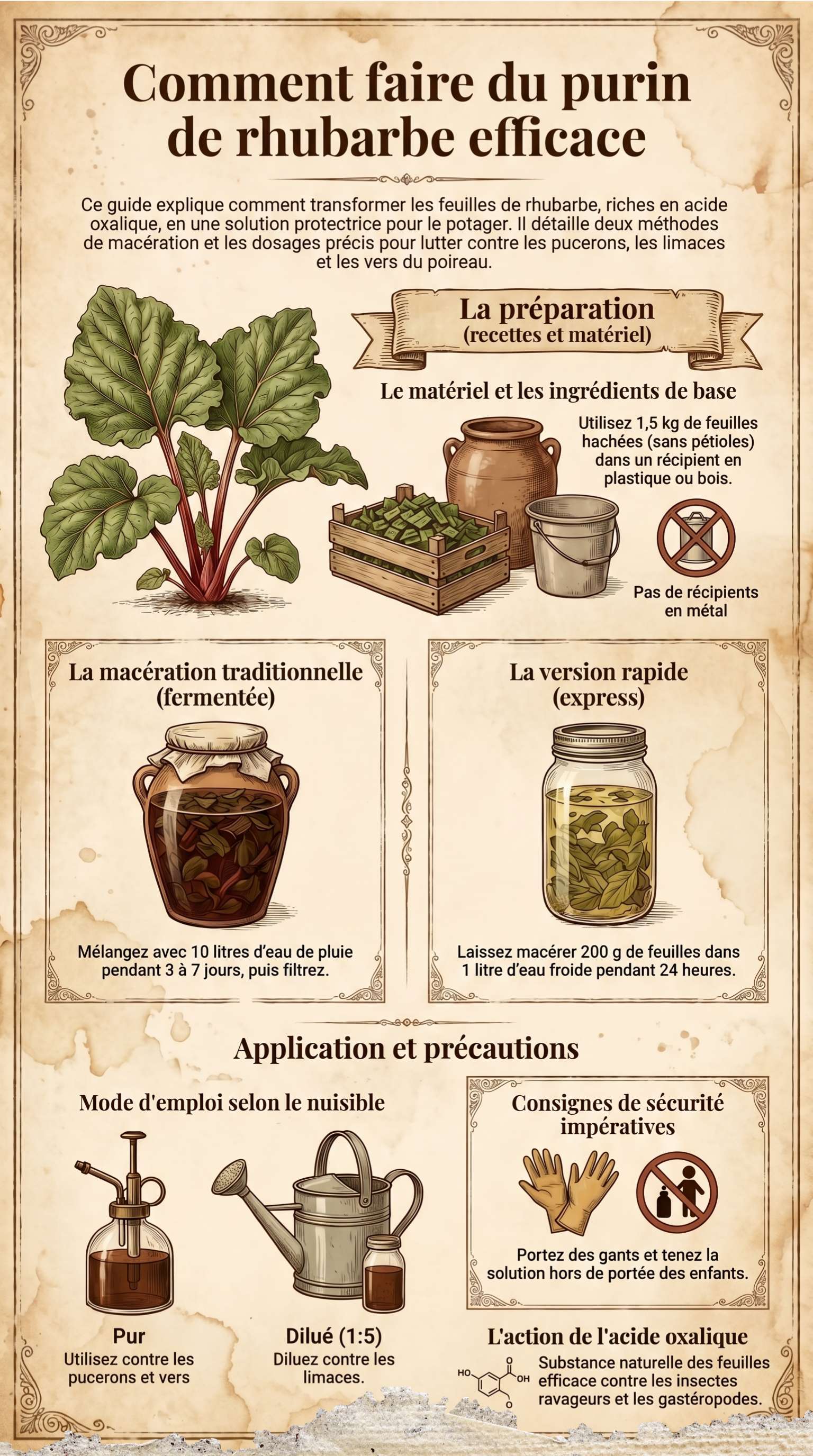 infographie : comment faire du purin de rhubarbe